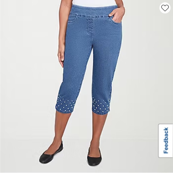 Alfred Dunner Beaded Denim Capris 16P - Picture 1 of 4